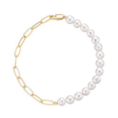 Mameloly Freshwater Pearl Paperclip Bracelet