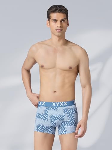 Image of XYXX Men's Matrix Super Combed Cotton Blend Geometric Antimicrobial Trunks with No Marks Waistband (Pack of 2)