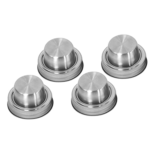 STOBAZA 4pcs Cocktail Shaker Lids Multi-function Spice Dispenser and Flour Sifter for Jars for Home Kitchen and Bar Use