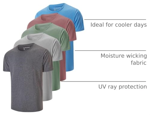 Image of 5 Pack Men's Dry Fit T Shirts Athletic Running Gym Workout Short Sleeve Tee Shirts for Men