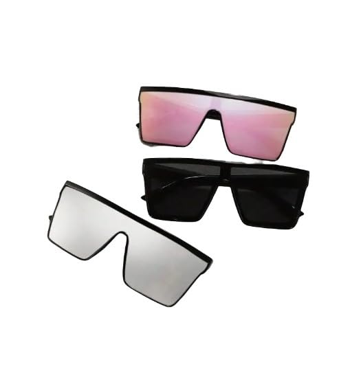 3 Pairs Women's Flat Top Sunglasses with Multicolor Square Frames for Street Style and Beach Accessories4
