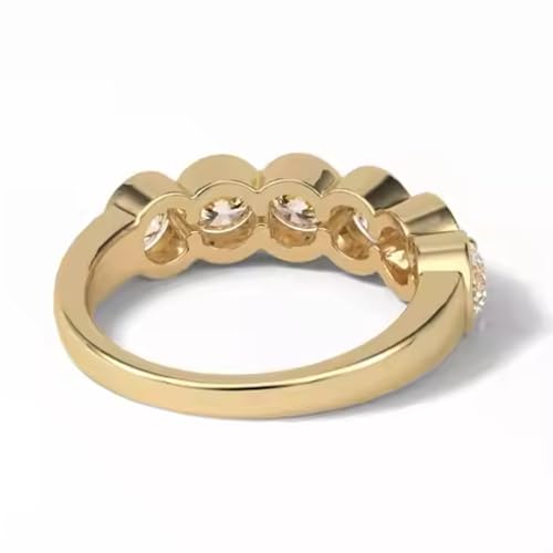 DINESH STORES Round Cut Diamond Wedding Band, 925 Sterling Silver with 14k Gold Plated, Women's Promise Ring2