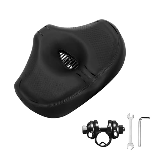 Image of BUCKLOS New Noseless Bike Seat for Comfort Men&Women Extra Wide Bicycle Seat Cushion Oversized Comfortabele Foam Padded Bike Saddle for Peloton Exercise Bike Ebike Cruiser Bikes