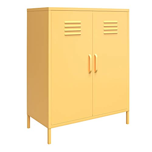Novogratz Cache 2 Door Metal Locker Storage, Yellow Cabinet #TOP4