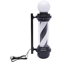 Barber Pole LED Light, 26.8inch Black White Traditional Barber Pole Outside Barber Shop Rotating Light Sign Light Box Rainproof Hairdressing Salon Save Energy Wall Lamp