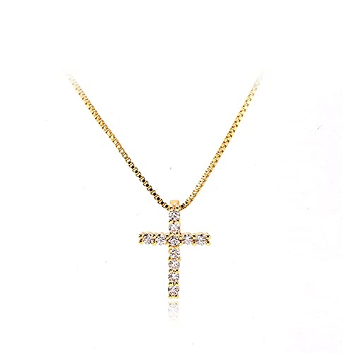 Small Cross Necklaces for Women Simulated Diamond Cross Pendant Dainty Cross Necklace Cubic Zirconia Cross Necklace Gold