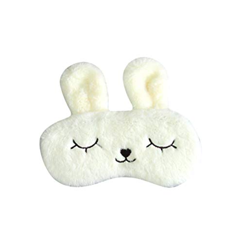 Milisten Cartoon Animal Sleep Mask Cute Kawaii Lovely Bunny Rabbit Sleeping Eye Pad Plush Rabbit Eye Cover Sleeping Mask Blindfold(Shiny Rabbit White)