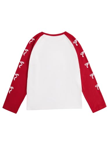Image of SweatyRocks Girl's Bow Graphic Shirts Long Sleeve Crew Neck Tops Casual Cute Tee Tween Clothes