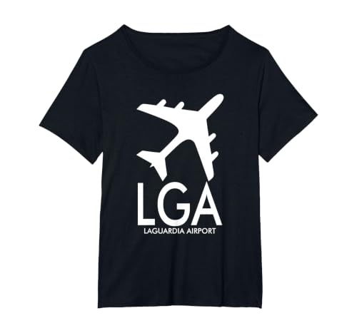 LGA Airport Code Baggage TAG LAGUARDIA NEW YORK USA T-Shirt, Women's Plus, Black, 1X