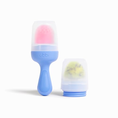 Ubbi Baby Food Feeder, Infant Teething Relief, BPA-Free, Safely Introduce Solids and Self Feeding, Freezable Popsicle Molds, Dishwasher Safe, Polaris Blue