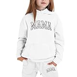 Genérico Conjunto de sudadera con capucha para niñas diseño moderno estampado fácil cuidado instrucciones edad 1 a 9 años (White, 5-6 Years)