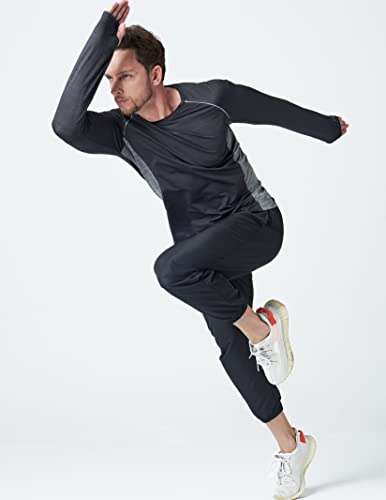 3 Pack: Men's Long Sleeve T Shirts, Dry Fit Uv Sun Protection Outdoor Hiking Athletic Active Tops With Thumb Holes (Set 3, Large) #TOP4