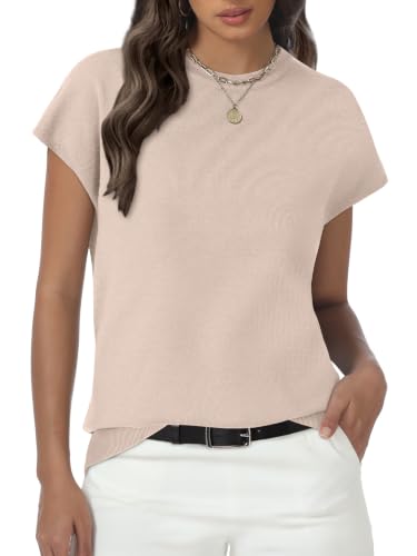 Image of Womens Tops Summer Sweaters Short Sleeve Shirts Dressy Casual Basic Casual Cap Sleeve Tops Beach Vacation Clothes
