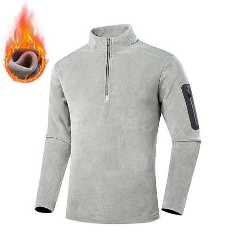 Mens Polar Fleece Sweatshirt Quarter Zip Stand Collar Long Sleeve Sweater Thermal Sport Golf Pullover Tops Plus Size2