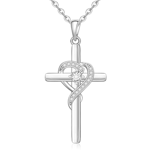 Fenthring Infinity Cross Necklace Sterling Silver Diamond Cubic Zirconia Infinity Cross Necklaces for Women Cross Pendant Mothers Day Gifts