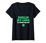 Photo Gallery donna dublino my luck groovy funny quote st. patrick s day style maglietta con collo a v Photo Gallery donna dublino my luck groovy funny quote st. patrick s day style maglietta con collo a v
