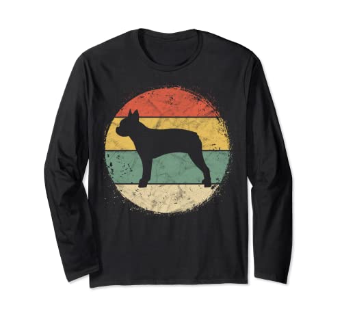 Circular Retro Boston Terrier Dueño Regalo Bostie Dad Mom Manga Larga