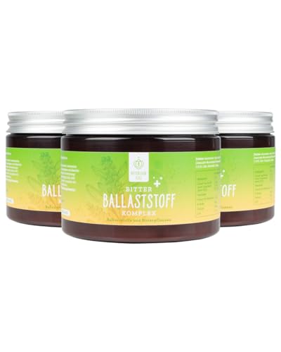 BitterLiebe Fibra en polvo - Mezcla de cáscaras de psyllium, inulina (prebióticos), semillas de lino y fibra de manzana - complejo de fibra multidosis para una digestión normal y DARMBALANCE*