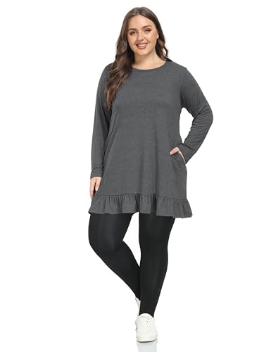 Shiaili Long Plus Size Tunic Tops for Women Ruffle Hem Shirts for leggings4