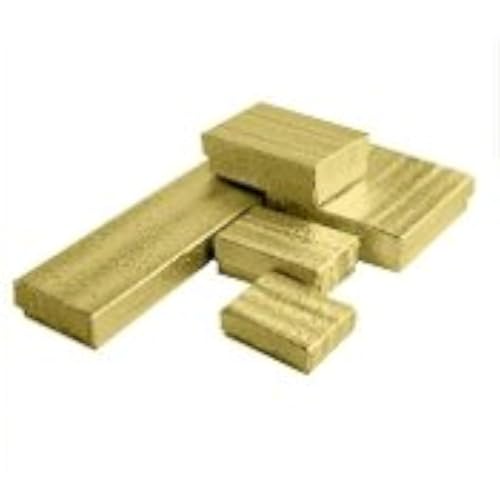 TheDisplayGuys - 100-Pack #99 Cotton Filled Cardboard Paper Jewelry Boxes Gift Case - Gold Foil (5 Sizes Assortment) - for Shipping or Storage