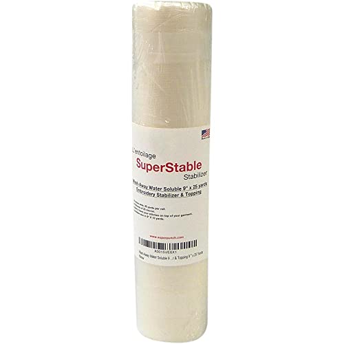 Superpunch Wash-Away Water Soluble Stabilizer for Embroidery - 9 inch x 25 Yard Roll, Fabric Stabilizer, Embroidery Backing & Cut Away Stabilizers - SuperStable Machine & Hand Sewing - Made in USA