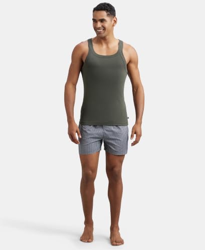 Image of Jockey US26 Men Super Combed Cotton Rib Square Neck Gym Vest