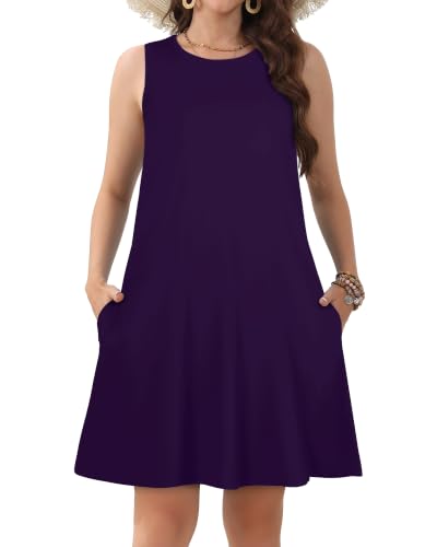 Image of JOLIGAL Womens Summer Dresses Casual Sleeveless Tshirt Sundress Beach Cover Up with Pockets Loose Tank Dress 2026
