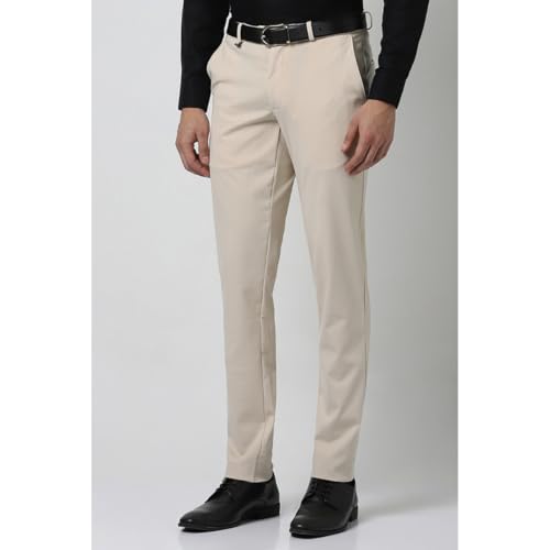 Image of Van Heusen Men Mid Rise Move Labs Knitted Premium Trousers | 360 Degree Stretch| Auto-Flex Waist Band |Wrinkle Free