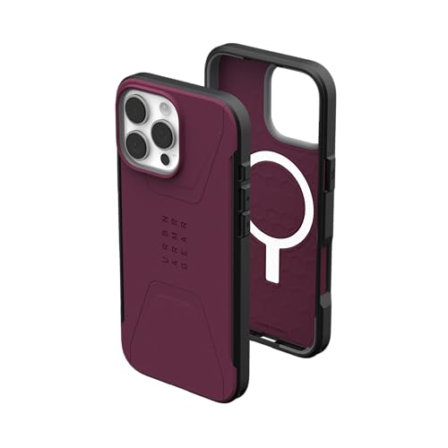 URBAN ARMOR GEAR UAG Coque Civilian mince, robuste, élégante, anti-chocs et antidérapante de qualité militaire pour iPhone 16 Pro 6,9", compatible avec le chargement MagSafe, bordeaux