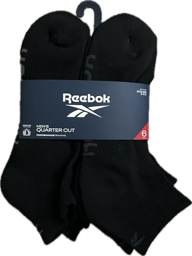 Reebok(リーボック) パフォーマンストレーニング クォーターカットソックス 靴サイズ 8-12.5 ブラック 6足パック, ブラック。, 8-12.5
