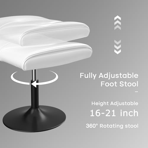 Image of VECELO Foot Rest Under Desk Ottoman, PU Height Adjustable Footrest with Comfort Padding, Leg Rest for Desk for Relieving Leg Pain, Stiffness, and etc, White