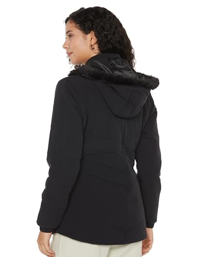 Image of Qube By Fort Collins Women's Medium-Length Bomber Jacket with Detachable Hood Stylish Winterwear for All-Day Comfort |Material: Nylon