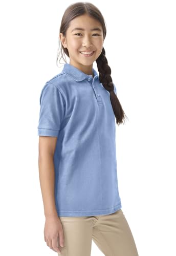 Image of Classroom School Uniforms for Boys and Girls Short Sleeve Pique Polo | Unisex Youth Shirt, Matching Ribbed Collar, Banded Sleeves, Three-button Placket, Comfortable Fit, School Uniform Essential