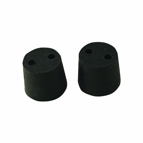M29 2 Hole Tapered Natural Rubber Stopper, 1-3/32" Top Diameter, 15/16" Bottom Diameter, 5.5 Size, 31/32" Length