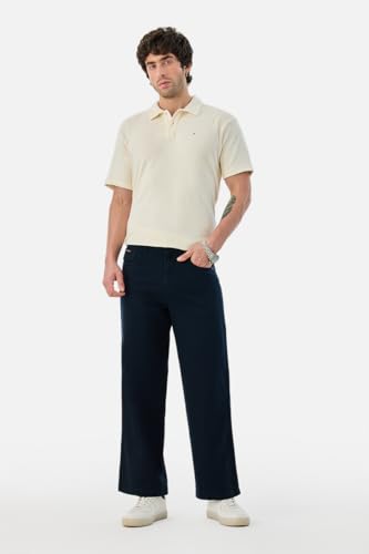 Image of SNITCH Men Casual Wear Trousers| Regular Fit Mid Rise Solid Wide-Leg Pants | 100% Linen Breathable & Lightweight Fabric for Summer, Office & Outings