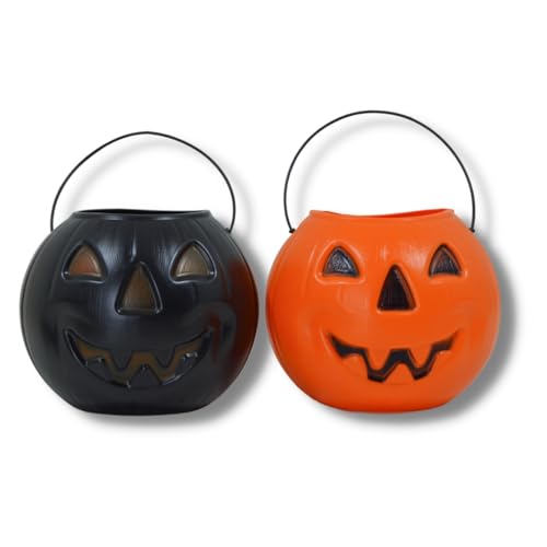 Balde Abóbora Pega Doces Balas Halloween Baldinho Preto