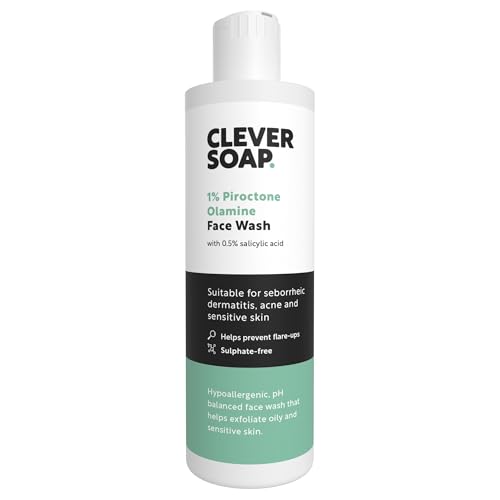 Clever Soap 1% Piroctone Olamine Face Wash With Salicylic Acid - Exfoliating Foaming Facial Cleanser - Suitable For Seborrheic Dermatitis Acne & Psoriasis - Fragrance Free Skin Care For Men & Women