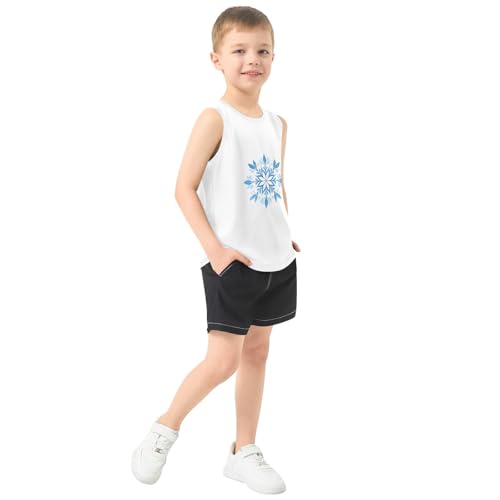 Boys Tank Top Shirts Winter Blue Snowflake Sleeveless T-Shirts Crew Neck for Kids Clothing Children4