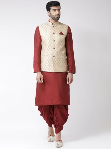 Image of Kisah Men's Silk Blend Embroidered Sherwani Set Regular Fit | Wedding, Festive & Occasion Wear