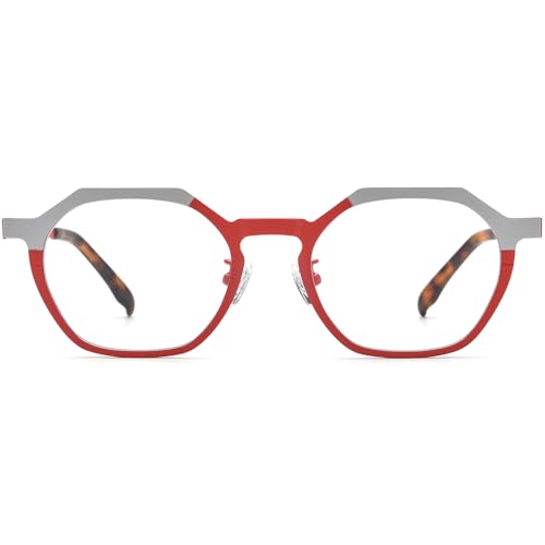 Image of FONEX Colorful Pure Titanium Glasses Frame Women Retro Round Eyeglasses