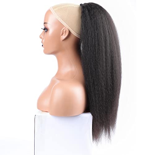 High Puff Afro Kinky Straight Ponytail synthétique Femme Noire Coiffure Cordon de Cheval Long Hair Extension Pony Pony pour femmes-18inches,1 PC Cover