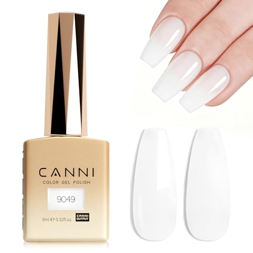 Image of CANNI 9ml Jelly White Gel Nail Polish, High Gloss UV LED Soak Off Gel