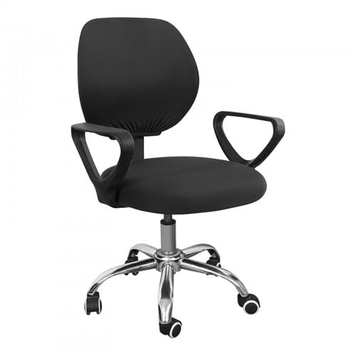 Cleminsta Funda para Silla de Oficina, Funda para Silla de Oficina de Dos Piezas, Fundas para Silla de Ordenador, Funda para Silla giratoria extraíble (Negro)