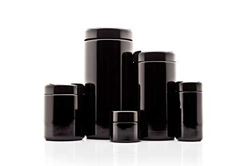 Infinity Jars Screw Top Jar Ultraviolet Airtight Smell Proof Refillable Container for Long term Storage Coffee, Spices, Tea, Dried Goods Jar For Kitchen, Pack from 50 ml-1L, Black glass jar