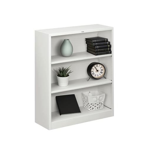 Image of HON Metal Bookcase, 3 Shelves, 34-1 /2 W by 12-5 /8 D by 41 H, Light Gray