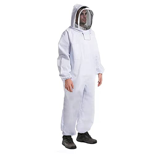 BeesNise Professional Bee Suit with Ventilated Fencing Veil Hood,Beekeeping Suit Outfit for Backyard Professional and Beginner Beekeepr (XL)