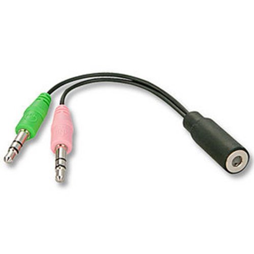 LINDY Adattatore per cuffie con microfono 2 x Mini...