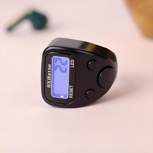 Image of Digital Finger Ring Counter, LCD Display with LED, Reset Function, Tally Counter (Pack of 1-Multicolour) (Black)