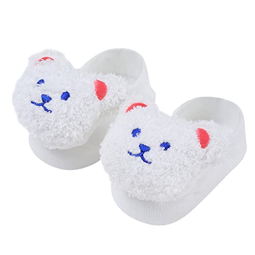 0 to 3T Kids Feet Rattle Footwear Socks Girls Cute Cartoon Fleece Bear Shape Socks Baby Soft Bottom Short Floor
