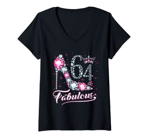 Mujer 64 And & Fabulous 1957 64th Birthday Gift Tee para mujer Camiseta Cuello V